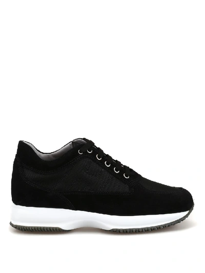 Hogan Black Interactive Sneakers In Suede And Nylon