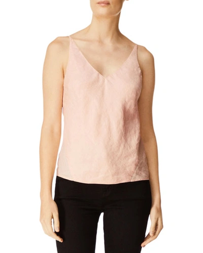 J Brand Lucy V-neck Linen Camisole Top In Helios