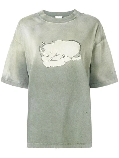 Balenciaga Rhino Print T-shirt In Grey