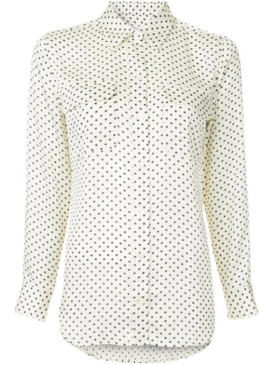 Equipment Signature Star-print Satin Shirt In White