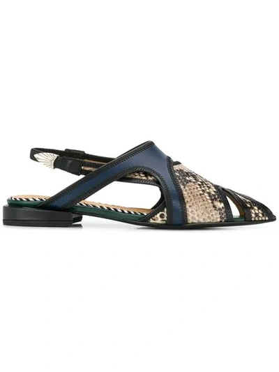 Toga Snakeskin Effect Sandals In Natural