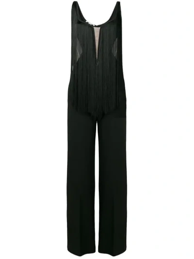 Stella Mccartney Fringed Cut Out Jumpsuit In Black
