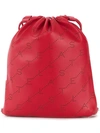 Stella Mccartney Mini Monogram Drawstring Bag In 6568 Red