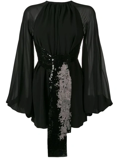 Saint Laurent Sequin Embroidered Dress In Black