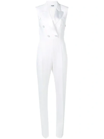 Msgm Tuxedo Jumpsuit In White