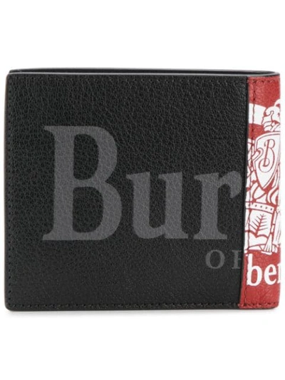 Burberry Foldover Logo Wallet In Red