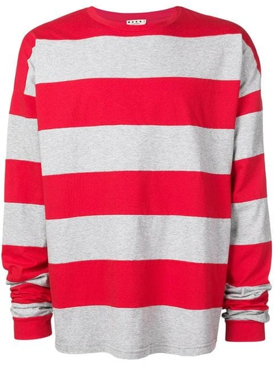 Marni Striped Regular-fit Cotton Top In Red