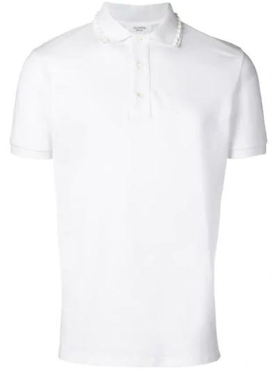 Valentino Rockstud Polo Shirt In White