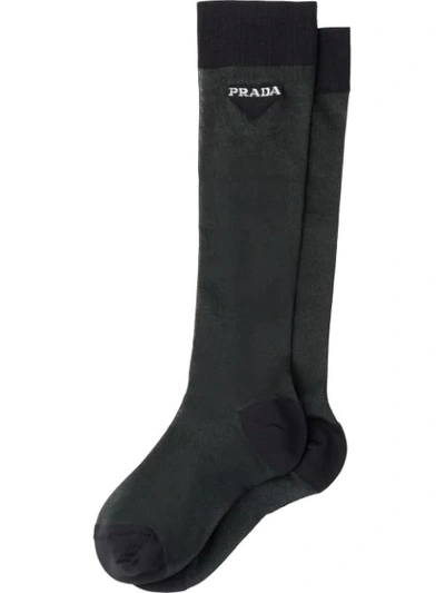 Prada Logo Socks In Blue
