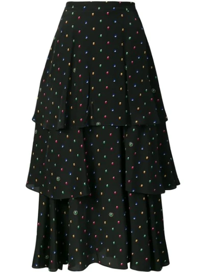Stella Mccartney Printed Ruffled Skirt In Black