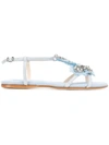 Anna Baiguera Embellished Flat Sandals In Blue