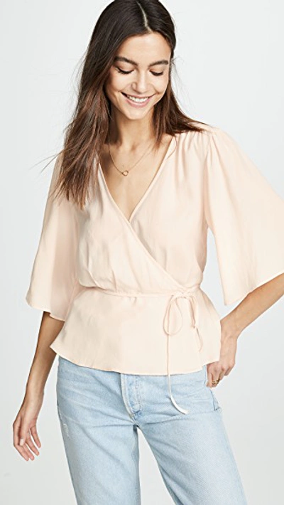 7 For All Mankind Wrap Front Top In Pink Sunrise