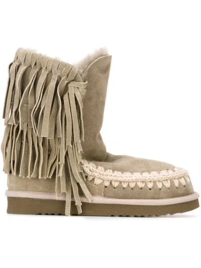 Mou 'eskimo' Fringed Boots In Neutrals