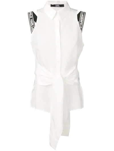 Karl Lagerfeld Sleeveless Button-up Blouse In White