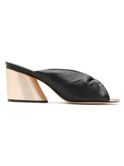 Framed Leather Mules In Black