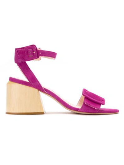 Framed Leather Sandals In Pink