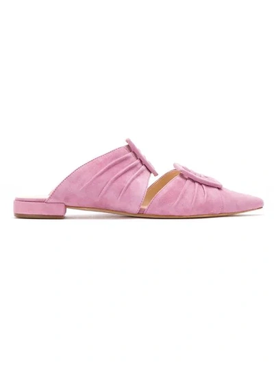 Framed Leather Mules In Pink