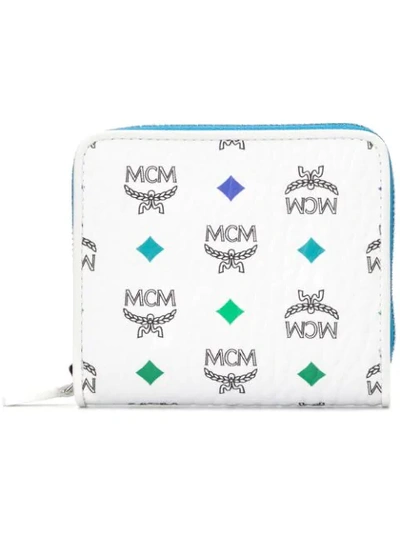 Mcm Logo Print Wallet In White