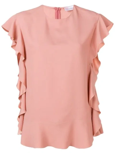 Red Valentino Ruffle Trimming Top In Neutrals