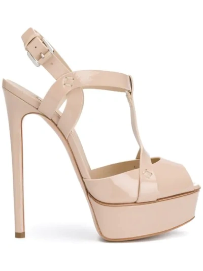 Casadei Flora Platform Sandals In Neutrals