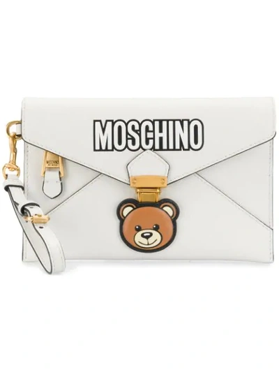 Moschino Teddy Bear Envelope Clutch In White