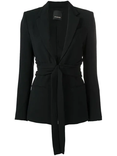 Pinko Tie Waist Blazer In Black