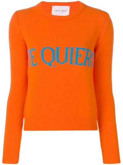 Alberta Ferretti Te Quiero Wool Intarsia Sweater In Orange