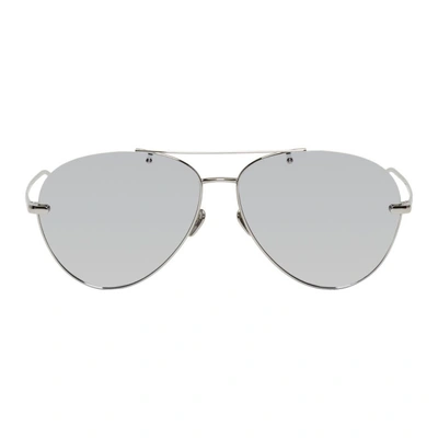 Linda Farrow Luxe White Gold 852 C2 Aviator Sunglasses In Whtgldplat