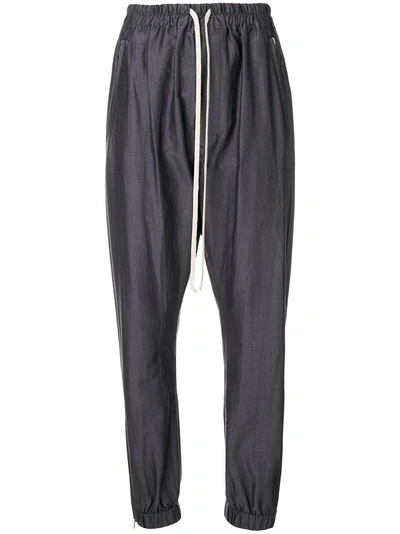 Rick Owens Drop Crotch Drawstring Trousers In Grey