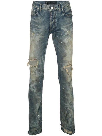 Fagassent Dirty Distressed Skinny Jeans In Blue