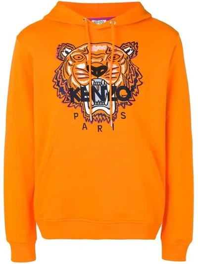 Kenzo Cotton Hooded Sweatshirt In Orange