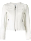 Loveless Zipped Leather Jacket In White