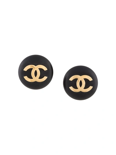 Pre-owned Chanel Vintage Cc Logo Button Earrings - 黑色