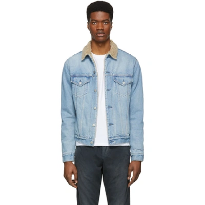 John Elliott Shearling Thumper Jacket In Indigo