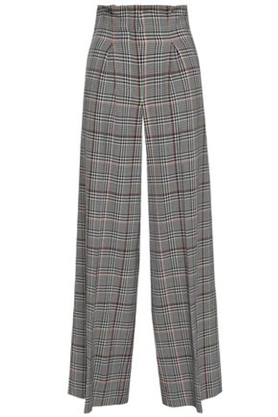 Amanda Wakeley Woman Prince Of Wales Checked Stretch-wool Wide-leg Pants Black