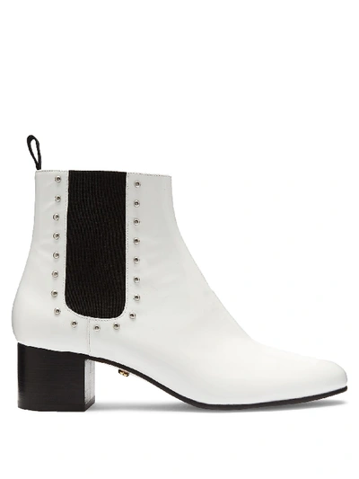 Alexa Chung Stud-embellished Patent-leather Chelsea Boots In White
