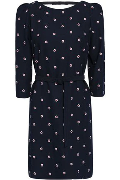 Claudie Pierlot Woman Ricin Cutout Embroidered Cady Mini Dress Navy