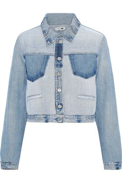 Re/done By Levi's Woman Cropped Faded Denim Jacket Light Denim