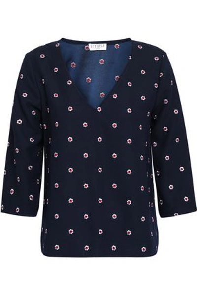 Claudie Pierlot Woman Barth Embroidered Cady Top Navy