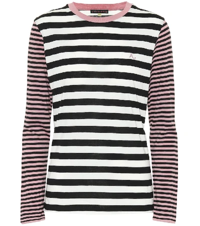 Alexa Chung Embroidered Striped Cotton-blend Jersey Top In Multicoloured