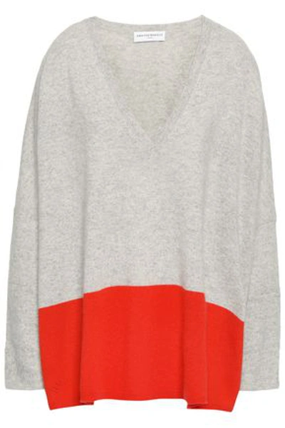 Amanda Wakeley Draped Two-tone Cashmere Sweater In Red