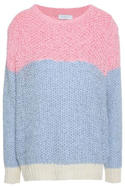 Sandro Woman Color-block Crochet-knit Sweater Multicolor