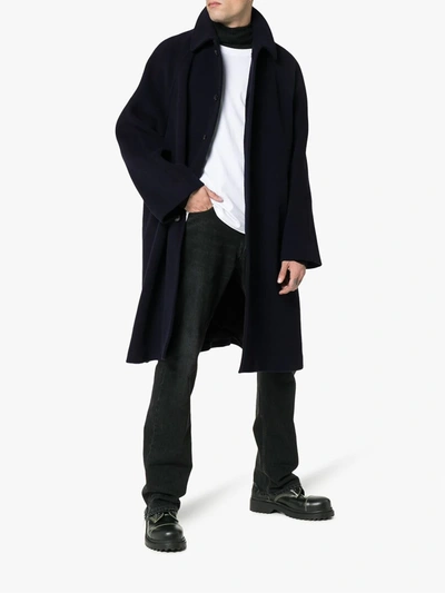 Balenciaga Mid-length Wool Opera Coat In Blue