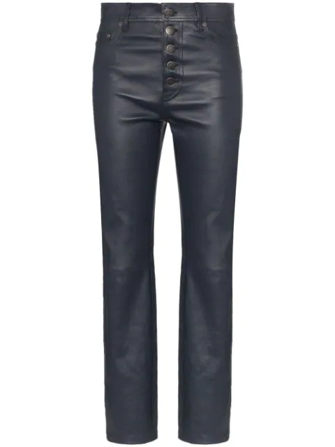navy blue leather trousers