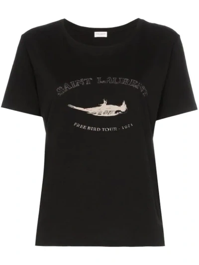 Saint Laurent T-shirt With Free Bird Tour Printing In Black