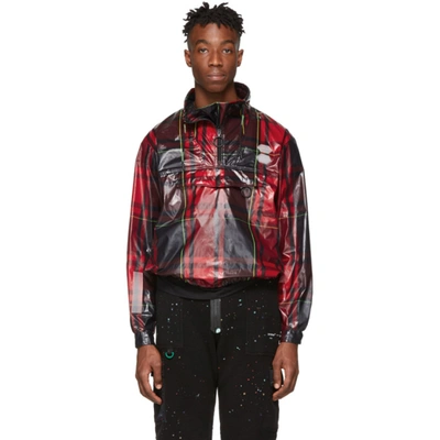 Off-white Checked Zip-front Anorak In Red