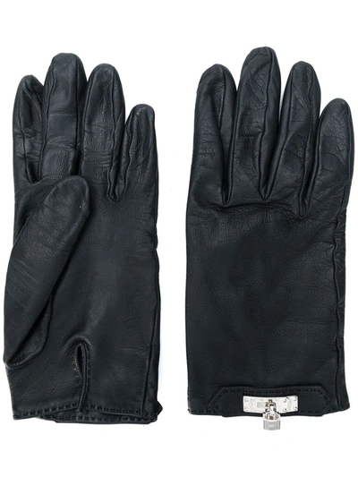 Pre-owned Hermes 1980's  Padlock-detail Gloves In Black