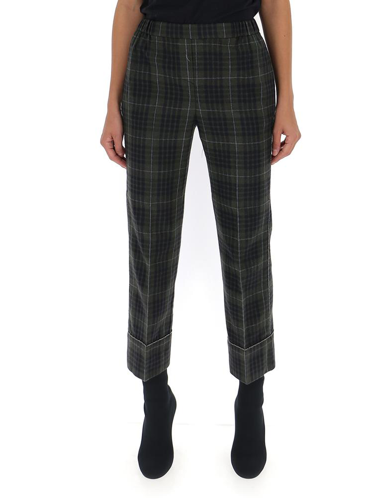N°21 Checkered Slim Cropped Pants In Green | ModeSens