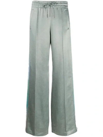 Off-white Iridescent Side Panelled Trousers In Green