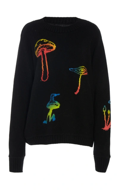 The Elder Statesman Intarsia Painted Cashmere Sweater In Black